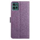 For Motorola Edge 50 5G Flower Embossed Leather Phone Case(Purple) - 3