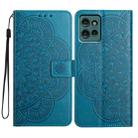 For Motorola Edge 50 5G Flower Embossed Leather Phone Case(Blue) - 1