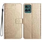 For Motorola Edge 50 5G Flower Embossed Leather Phone Case(Gold) - 1