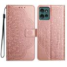 For Motorola Edge 50 5G Flower Embossed Leather Phone Case(Rose Gold) - 1