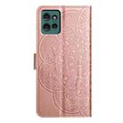 For Motorola Edge 50 5G Flower Embossed Leather Phone Case(Rose Gold) - 3