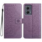 For Motorola Edge 2024 Flower Embossed Leather Phone Case(Purple) - 1