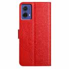 For Motorola Moto G85 Flower Embossed Leather Phone Case(Red) - 3