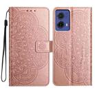 For Motorola Moto G85 Flower Embossed Leather Phone Case(Rose Gold) - 1