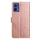 For Motorola Moto G85 Flower Embossed Leather Phone Case(Rose Gold) - 3