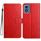 For Motorola Moto G Play 2024 Flower Embossed Leather Phone Case(Red) - 1