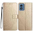 For Motorola Moto G Play 2024 Flower Embossed Leather Phone Case(Gold) - 1