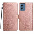 For Motorola Moto G Play 2024 Flower Embossed Leather Phone Case(Rose Gold) - 1