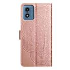 For Motorola Moto G Play 2024 Flower Embossed Leather Phone Case(Rose Gold) - 3