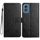 For Motorola Moto G Play 2024 Flower Embossed Leather Phone Case(Black) - 1