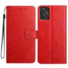 For Motorola Moto G Power 5G Flower Embossed Leather Phone Case(Red) - 1