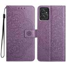 For Motorola Moto G Power 5G Flower Embossed Leather Phone Case(Purple) - 1