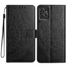 For Motorola Moto G Power 5G Flower Embossed Leather Phone Case(Black) - 1