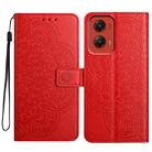 For Motorola Moto G Stylus 5G 2024 Flower Embossed Leather Phone Case(Red) - 1