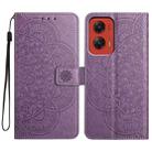 For Motorola Moto G Stylus 5G 2024 Flower Embossed Leather Phone Case(Purple) - 1