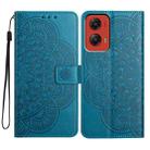 For Motorola Moto G Stylus 5G 2024 Flower Embossed Leather Phone Case(Blue) - 1