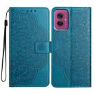 For Motorola Moto G55 Flower Embossed Leather Phone Case(Blue) - 1