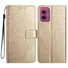 For Motorola Moto G55 Flower Embossed Leather Phone Case(Gold) - 1