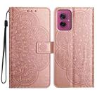 For Motorola Moto G55 Flower Embossed Leather Phone Case(Rose Gold) - 1