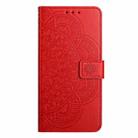 For Motorola Moto G35 Flower Embossed Leather Phone Case(Red) - 3