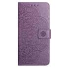 For Motorola Moto G35 Flower Embossed Leather Phone Case(Purple) - 3