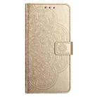 For Motorola Moto G35 Flower Embossed Leather Phone Case(Gold) - 3