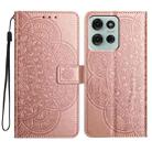 For Motorola Moto G75 5G Flower Embossed Leather Phone Case(Rose Gold) - 1