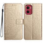 For Motorola Moto G05 Flower Embossed Leather Phone Case(Gold) - 1