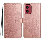 For Motorola Moto G05 Flower Embossed Leather Phone Case(Rose Gold) - 1