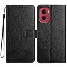 For Motorola Moto G05 Flower Embossed Leather Phone Case(Black) - 1