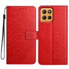 For Motorola Moto G15 Flower Embossed Leather Phone Case(Red) - 1