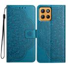 For Motorola Moto G15 Flower Embossed Leather Phone Case(Blue) - 1