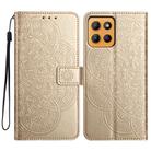 For Motorola Moto G15 Flower Embossed Leather Phone Case(Gold) - 1