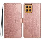 For Motorola Moto G15 Flower Embossed Leather Phone Case(Rose Gold) - 1