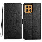 For Motorola Moto G15 Flower Embossed Leather Phone Case(Black) - 1
