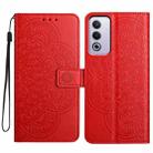 For OPPO A3 Pro 5G Flower Embossed Leather Phone Case(Red) - 1