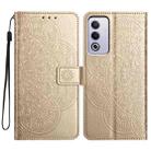 For OPPO A3 Pro 5G Flower Embossed Leather Phone Case(Gold) - 1