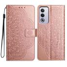 For OPPO A3 Pro 5G Flower Embossed Leather Phone Case(Rose Gold) - 1