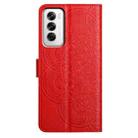 For OPPO Reno12 Global Flower Embossed Leather Phone Case(Red) - 3