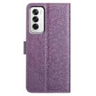 For OPPO Reno12 Global Flower Embossed Leather Phone Case(Purple) - 3