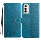 For OPPO Reno12 Global Flower Embossed Leather Phone Case(Blue) - 1