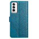 For OPPO Reno12 Global Flower Embossed Leather Phone Case(Blue) - 3