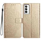 For OPPO Reno12 Global Flower Embossed Leather Phone Case(Gold) - 1