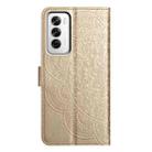 For OPPO Reno12 Global Flower Embossed Leather Phone Case(Gold) - 3