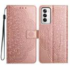 For OPPO Reno12 Global Flower Embossed Leather Phone Case(Rose Gold) - 1