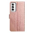 For OPPO Reno12 Global Flower Embossed Leather Phone Case(Rose Gold) - 3