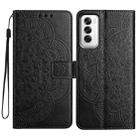 For OPPO Reno12 Global Flower Embossed Leather Phone Case(Black) - 1