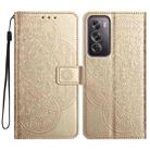 For OPPO Reno12 Pro Global Flower Embossed Leather Phone Case(Gold) - 1