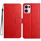 For OPPO Reno13 Pro Global Flower Embossed Leather Phone Case(Red) - 1