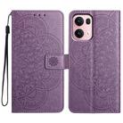 For OPPO Reno13 Pro Global Flower Embossed Leather Phone Case(Purple) - 1